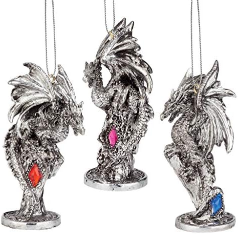 Design Toscano 3 Dragons Holiday Gemstone Ornament Set