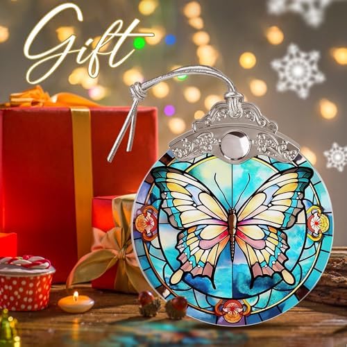 Butterfly Christmas Tree Ornament - 3 Inch Glass Decor