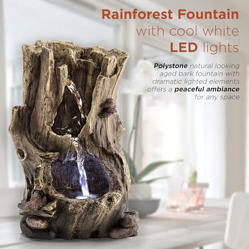 Alpine Corporation WIN326 Tabletop Rainforest Tree Trunk Water Fountain
