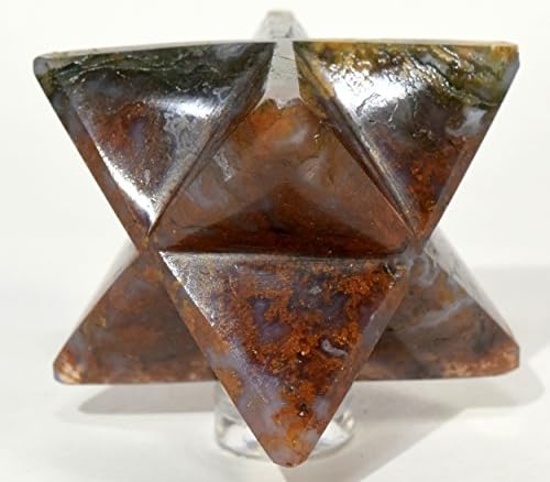 HQRP HC Set 25 Green Orange Blue Moss Agate Merkaba Star Crystal Chalcedony Mineral Stone