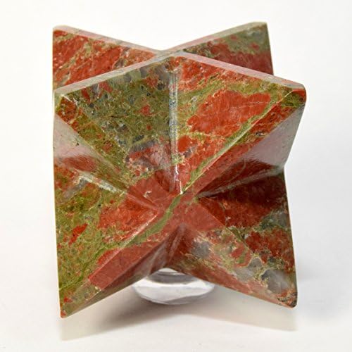HQRP HC Set 67mm 8 Point Unakite Merkaba Star with Clear Quartz Cabochon