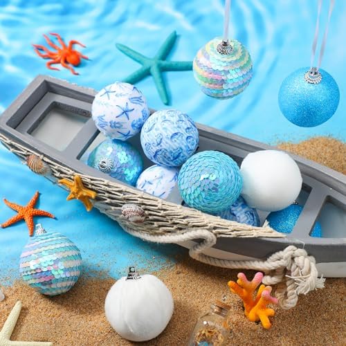 Zhanmai 12 Pcs Summer Ocean Themed Hanging Ornaments