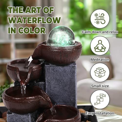 Fathers Den Collection Tabletop Water Fountain with Rainbow LED Lights
