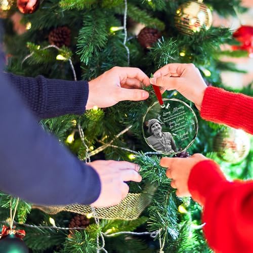 Personalized Photo Memorial Crystal Glass Christmas Ornament