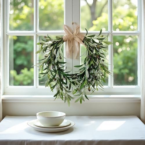 Artificial Olive Garland with Greenery Leaves Wreath