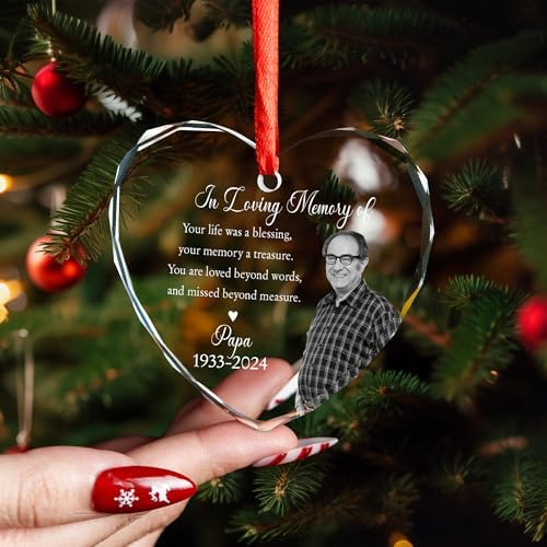 Custom Photo Memorial Ornament for Dad Mom Remembrance