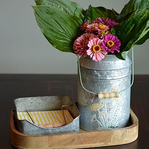 Creamery Vase in Grey Zinc with Meadow Flower Design