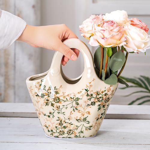 Sure Yuesi Ceramic Purse Vase for Flowers 9 Inches