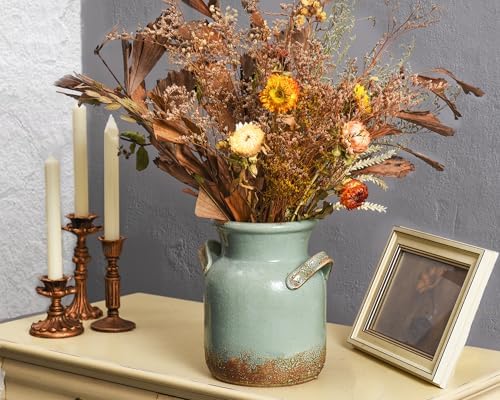 Quoowiit Ceramic Rustic Farmhouse Vase 8 Inches Tall