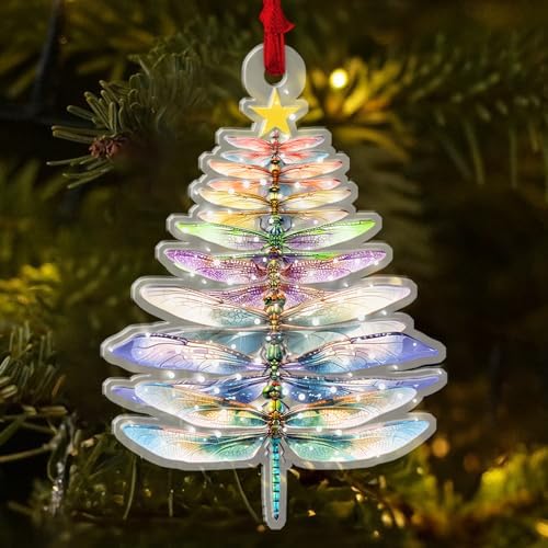 Christmas Dragonfly 2D Flat Acrylic Ornament