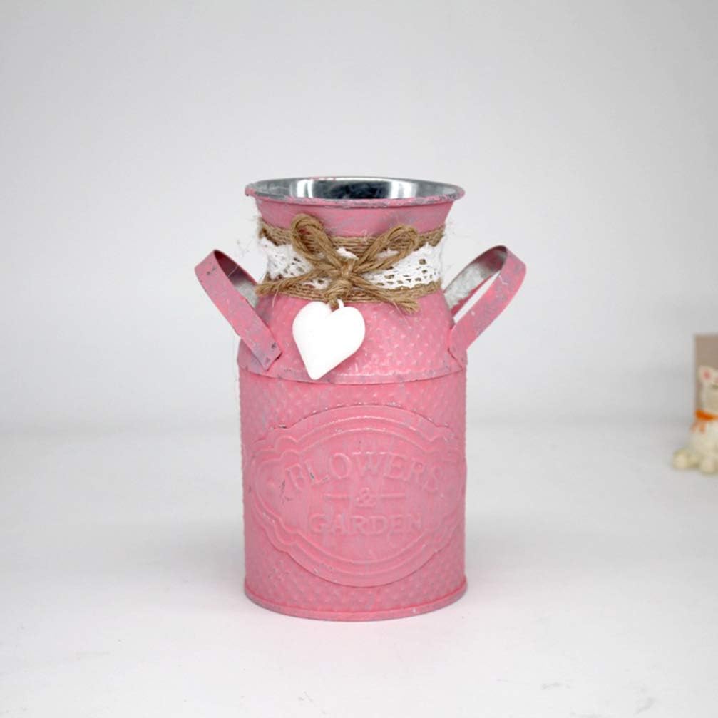 Wakauto Vintage Pink Metal Cube Vase Plant Holder