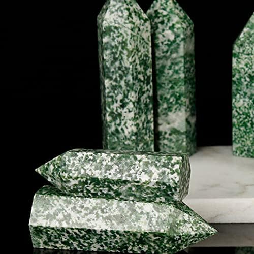 ERNZI Natural Green Spotted Stone Hexagon Tower Ornament