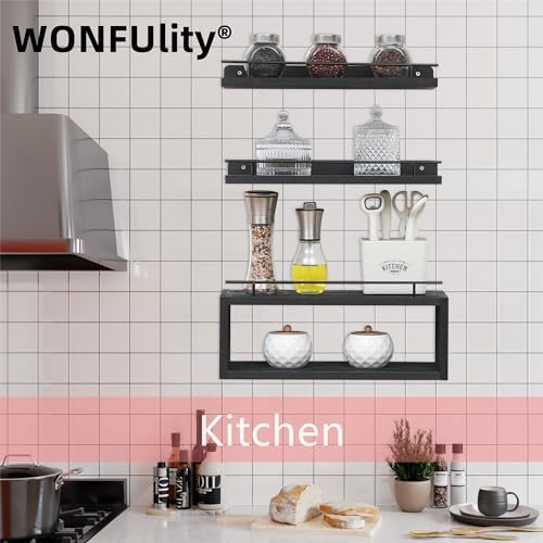 WONFUlity Floating Bathroom Shelves with Toilet Paper Holder