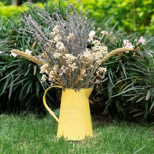 Yellow Metal Flower Vase Farmhouse Decor