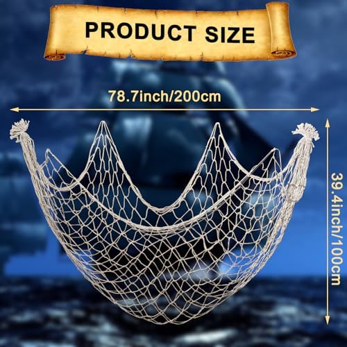 DingCo Fish Net Decor Pirate Party Decorations Natural Cotton Netting for Home Dcor 79x39 Inch 1 Pack