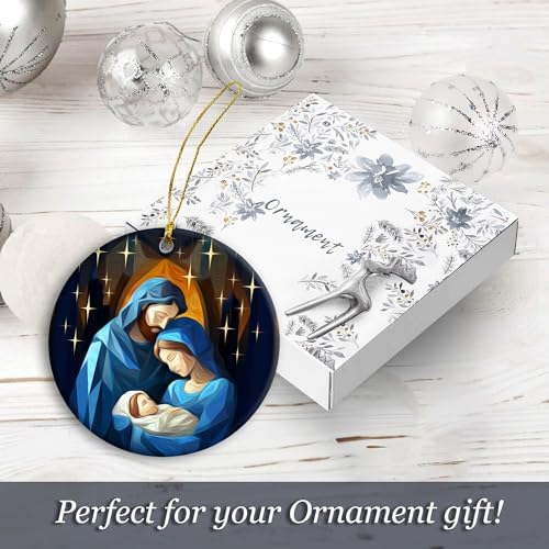 O Holly Night 2024 Two-Side Printed Ceramic Nativity Ornament