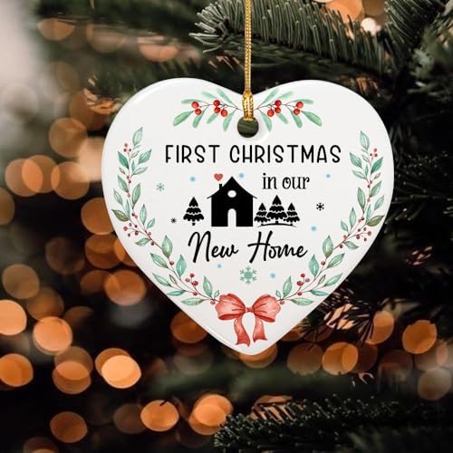First Christmas In Our New Home Ornament - Heart Shaped Housewarming Decoration