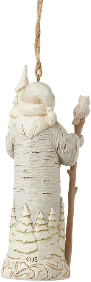 Enesco Jim Shore Heartwood Creek White Woodland Birch Bark Santa Claus Hanging Ornament