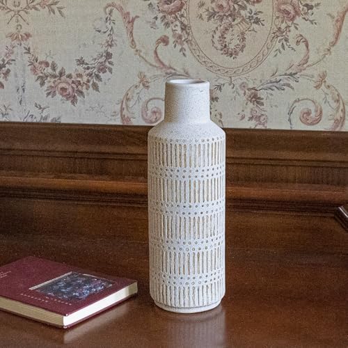 LIZOFER Rustic Ceramic Vase 1102 Inch Antique White