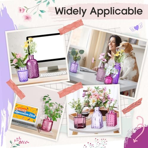 Yaomiao 30 Pcs Colorful Vintage Glass Vases Set