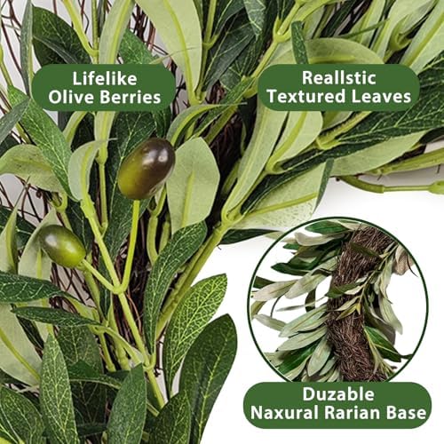 Artificial Olive Garland with Greenery Leaves Wreath