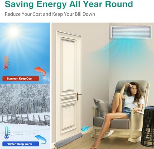 Lewondr Door Draft Stopper 36 Inch Sound Proof Triangular Weather Stripping Blocker Gray