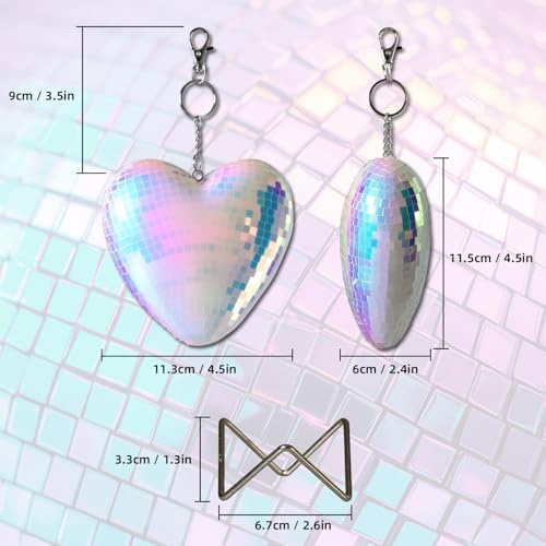 2 Pack Heart-Shaped Mirror Disco Ball Decor