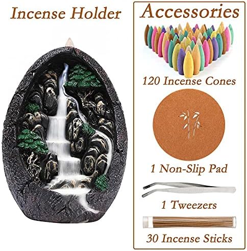 Jessie Backflow Incense Holder Set - 120 Cones 30 Sticks