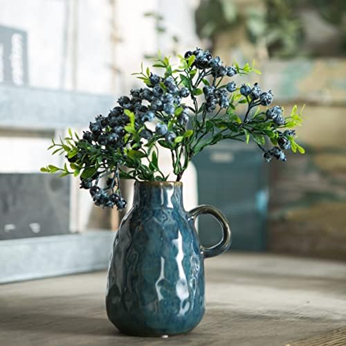 Tanvecle Ceramic Vase Set of 2 Blue Glazed