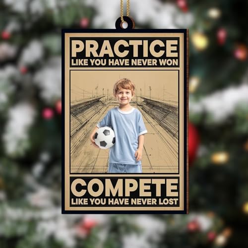 Practice Like You Have Never Won Personalized Soccer Ornament