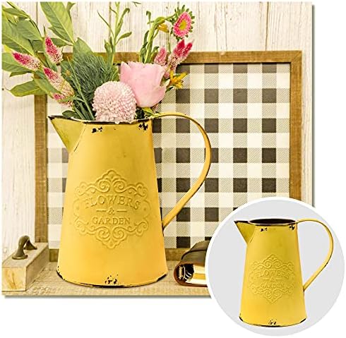 MISIXILE Rustic Country Metal Vase 75 Inches Yellow
