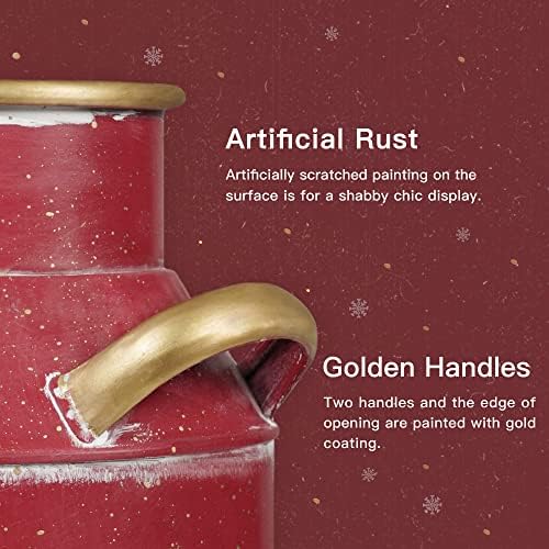 Putuo Decor Metal Flower Vase 10 Inch Rustic Shabby Chic Galvanized Milk Can