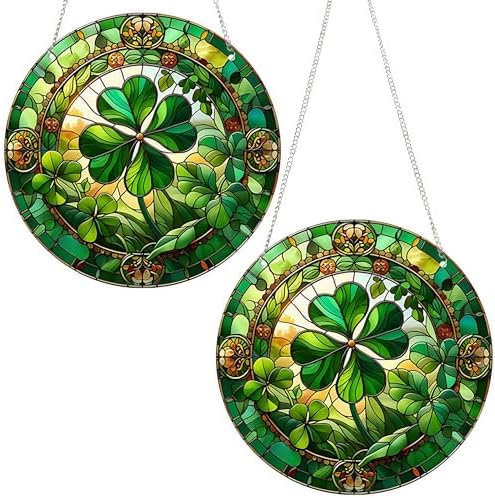 2 Pack Lucky Irish Shamrock Gift St Patricks Day Ornament Good Luck Hanging Decor