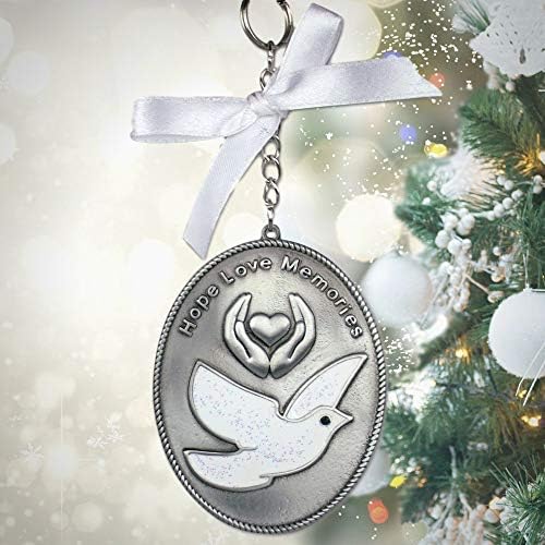 Memorial Ornament with White Dove - Hope Love Memories - Sympathy Gift - 5 x 225