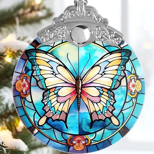 Butterfly Christmas Tree Ornament - 3 Inch Glass Decor