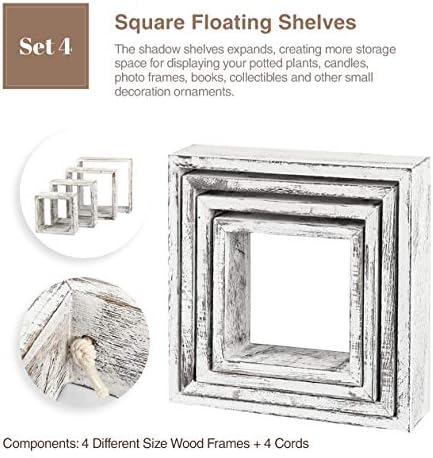 Rustic Floating Cube Shelves Set of 4 for Home Decor