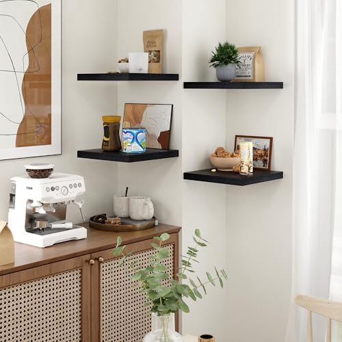 Fun Memories Set of 3 Black Floating Shelves 12 Inch Square