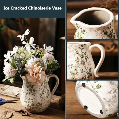 Chinoiserie Green Vintage Ceramic Flower Vase
