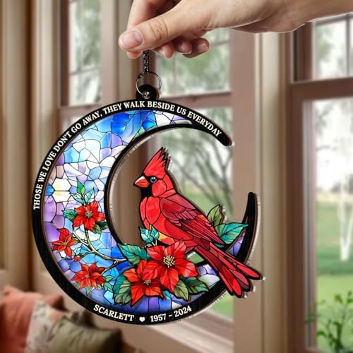 Personalized Memorial Suncatcher Ornament Custom Window Hanging Keepsake Loss of Loved Ones Sympathy Christmas Decor