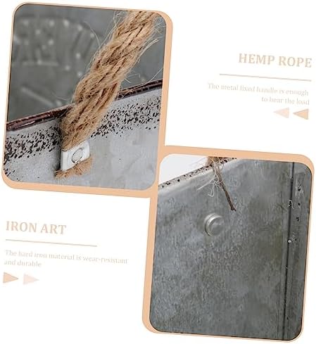 Hemoton 2PCS Rustic Galvanized Metal Vase with Handle Rope