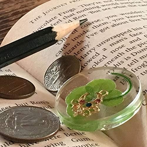 Real Four Leaf Clover Good Luck Pocket Token with Metal Ornament
