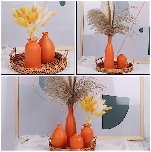 Orange Ceramic Bud Vases Set of 4 Farmhouse Decor