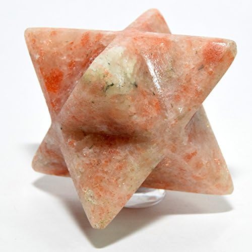HC Set 25 Inch Sunstone 8 Point Merkaba Star with Aragonite Cabochon