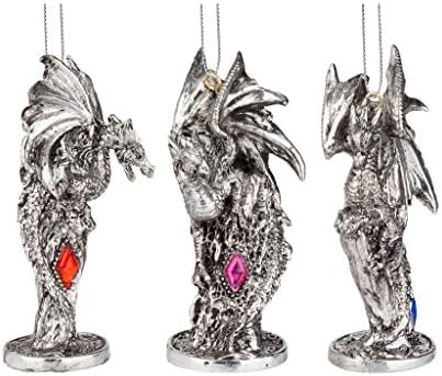 Design Toscano 3 Dragons Holiday Gemstone Ornament Set