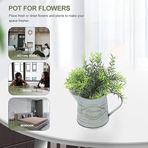 Zerodeko Rustic Galvanized Milk Can Vase with Handle
