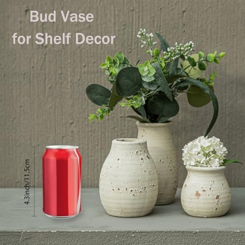 Ceramic Rustic Bud Vase Set Small Boho Decor for Living Room and Farmhouse Style