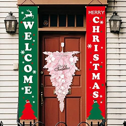RESOYE Christmas Artificial Swag 236 Inch Pink Floral Wreath Front Door Teardrop with White Ball and Bowknot