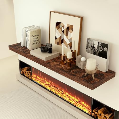 24 x 12 Inch Deep Floating Shelves Wall Mounted with Invisible Brackets