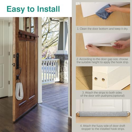 Lewondr Door Draft Stopper 36 Inch Sound Proof Triangular Weather Stripping Blocker Gray