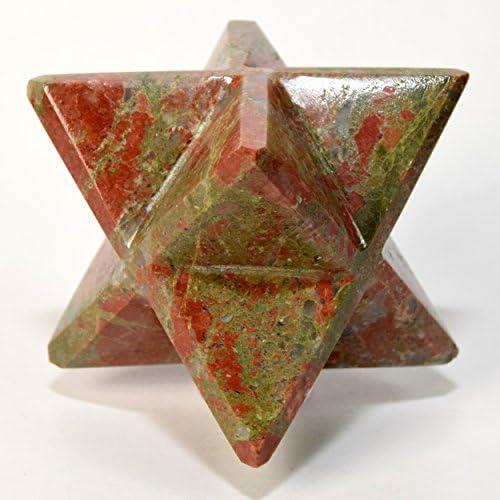 HQRP HC Set 67mm 8 Point Unakite Merkaba Star with Clear Quartz Cabochon
